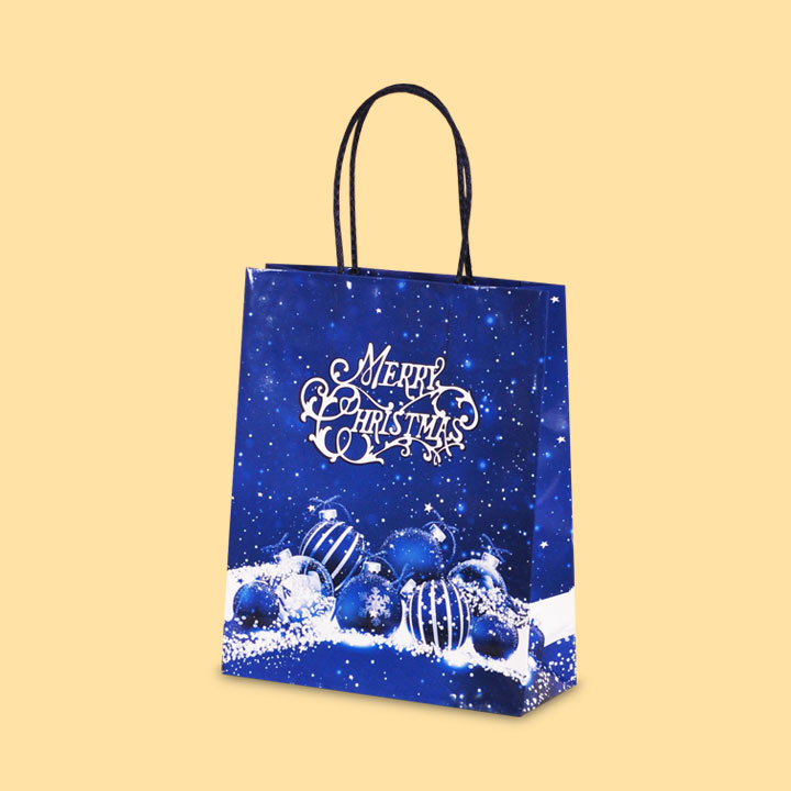 Коледен сняг, синя S1-457 - Луксозни хартиени чанти