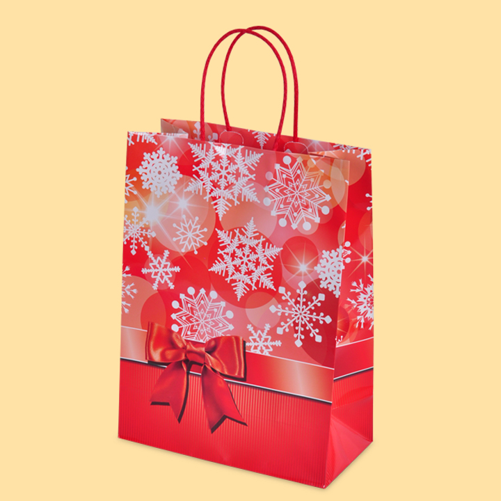 Коледна панделка, червена L1-852  - Луксозни хартиени чанти