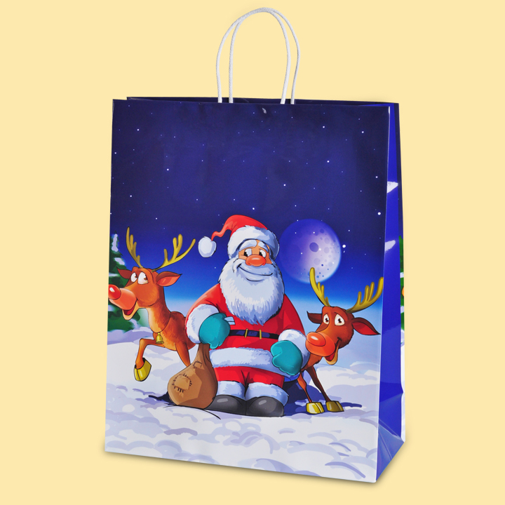 Дядо Коледа и неговите елени XXL1-98 - Луксозни хартиени чанти